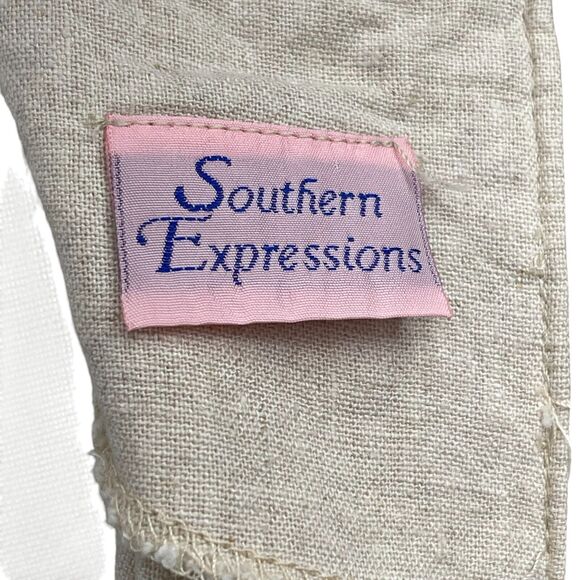 VTG 90s Tan Linen Maxi Dress XL Embroidered Vest Cottage Boho Prairie Teacher - Picture 8 of 8